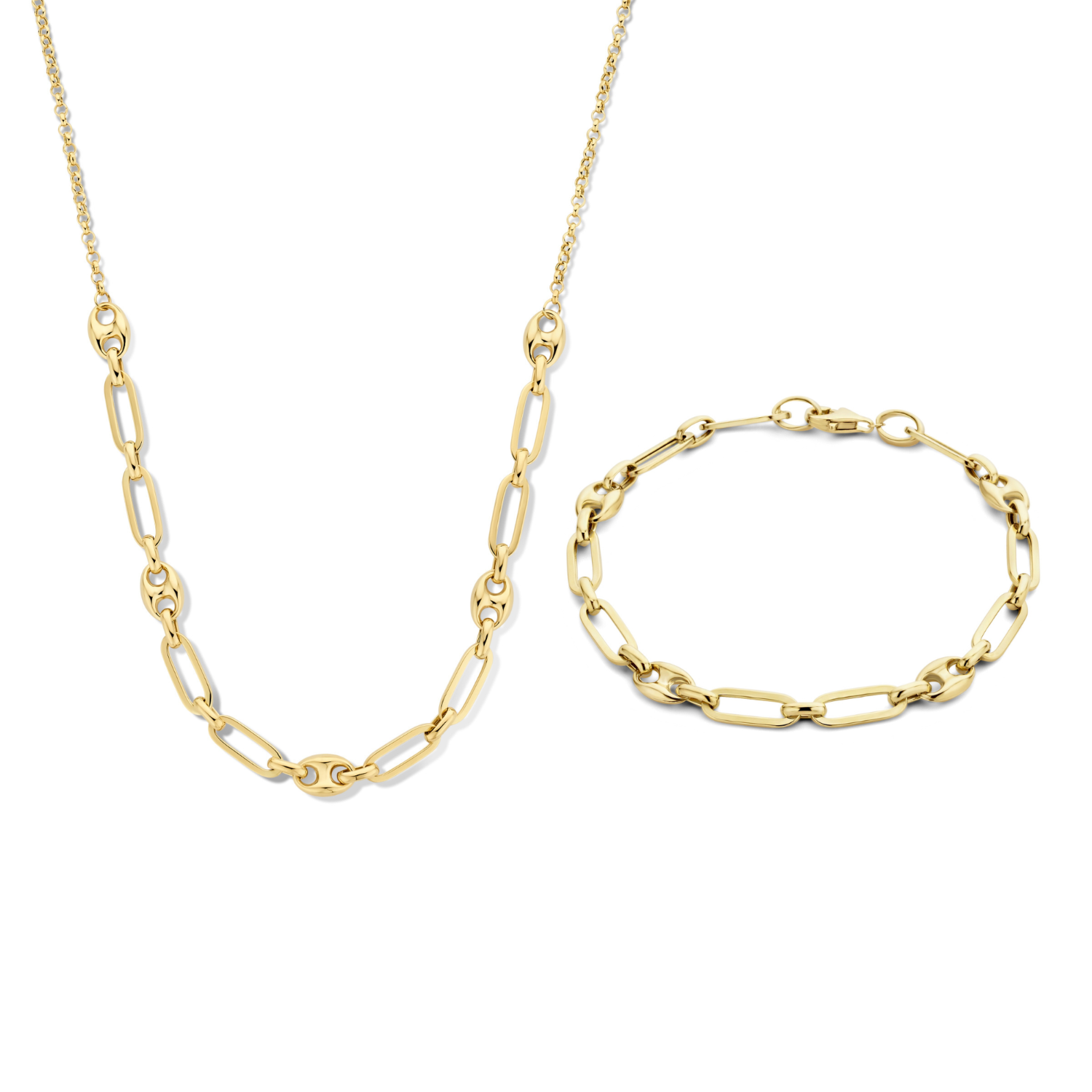 Isabel Bernard Cadeau d'Isabel 14 karat gold necklace and bracelet gift set with chains IB90181