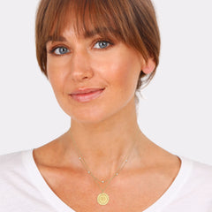 Elli 925 Sterling Silver Layered Coin Necklace with Zirconia 2004-BF-0008196-001