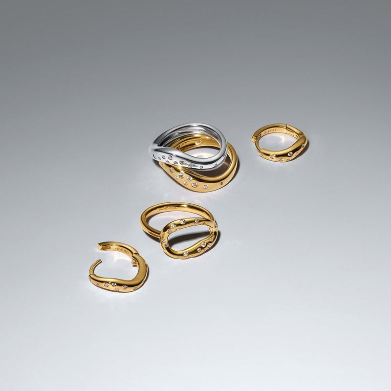 Pandora Essence Stacking Rings Bicolores De Forme Organique Plaquées Or 164674C01-zoom-