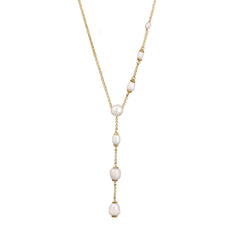 Elli 925 Sterling Silver Y Chain Pearl Necklace Gold plated 2004-BF-0008264-001