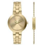 Armani Exchange Round Gold Watch with Gold Bracelet AX7177SET