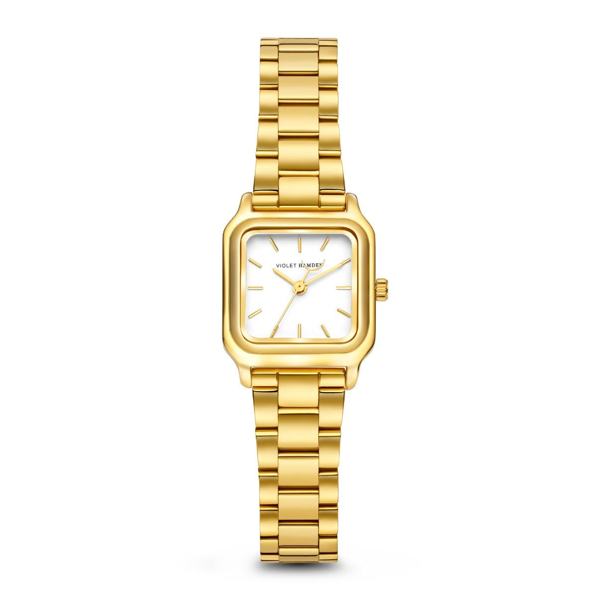 Violet Hamden Dawn Base Square Women's Watch Gold Coloured and White VH09040