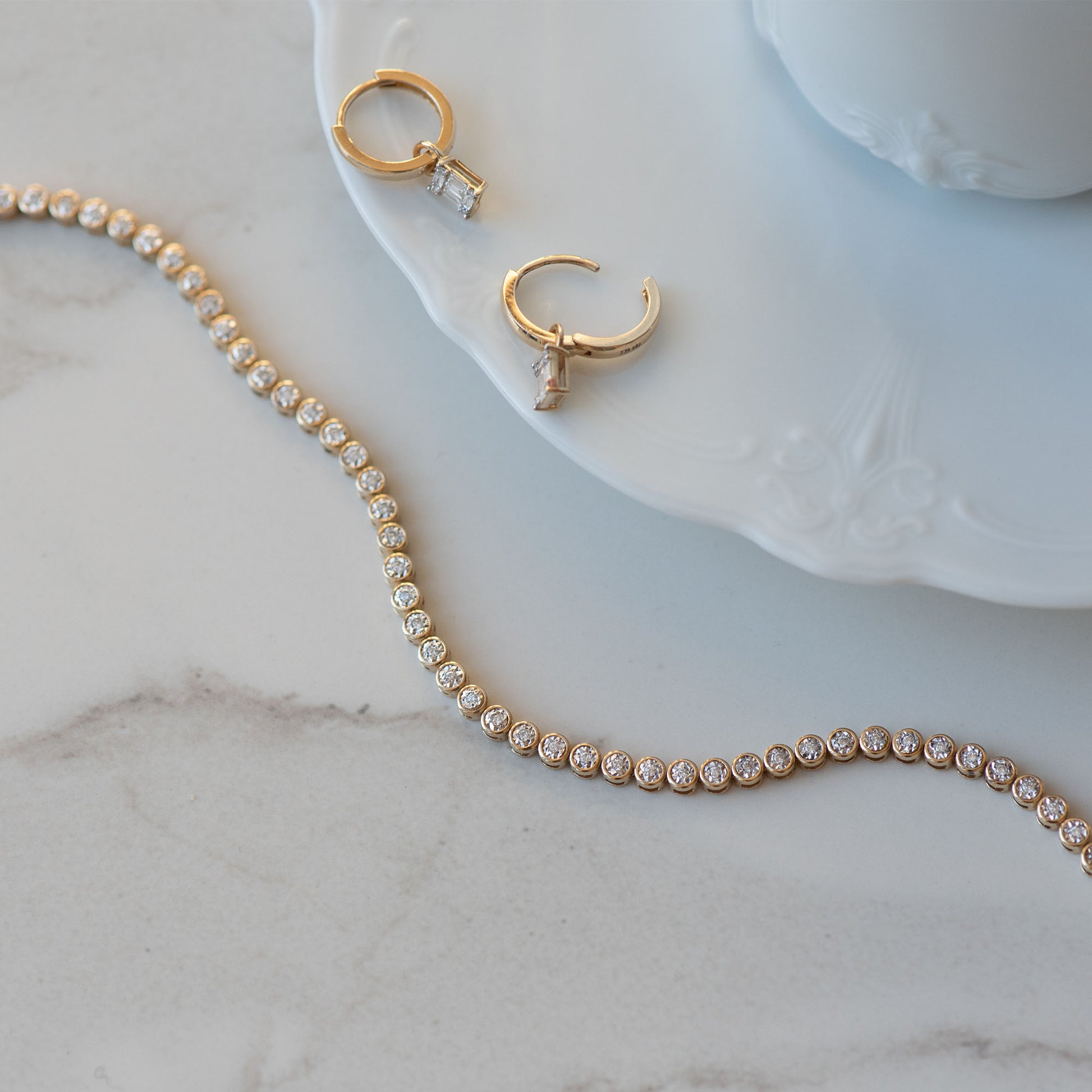 Isabel Bernard De la Paix Alfie 14 Carat Golden Tennis Bracelet | diamond 0.36 ct | IBD320007