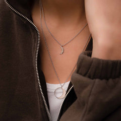 Violet Hamden Luminous Luna Silver Necklace VH10104 (Adjustable between 40-50 cm)