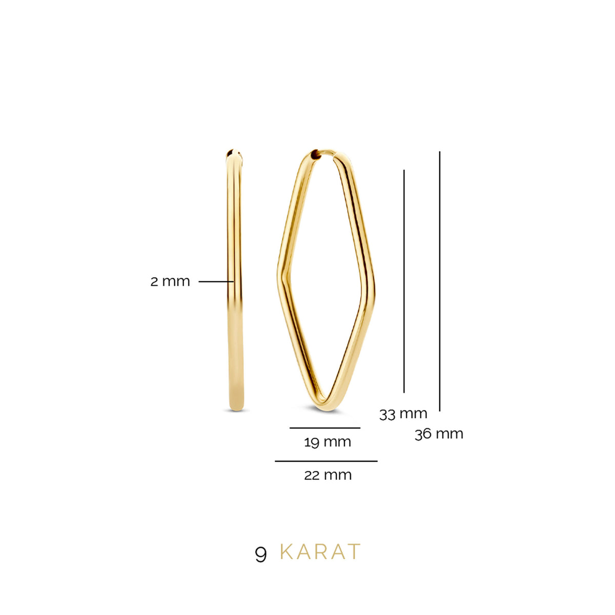 Beloro Jewels La Rinascente Fiorenza 9 carat gold Hoop Earrings BO360055