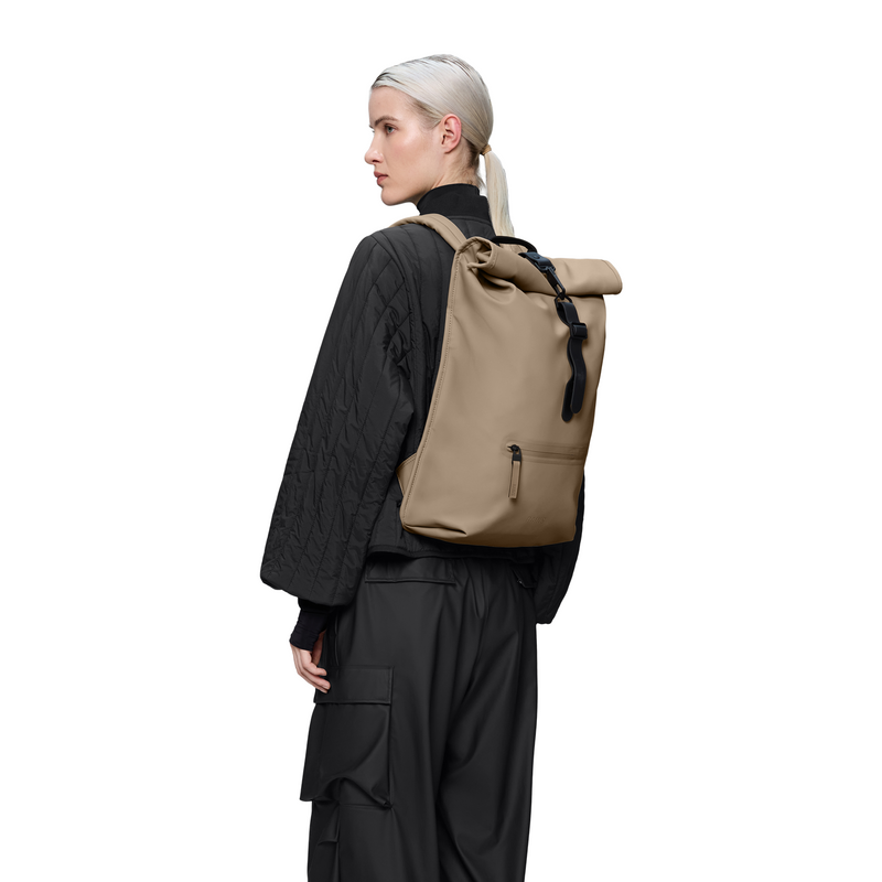 Rains Beige Rolltop Backpack R13320-133-zoom-