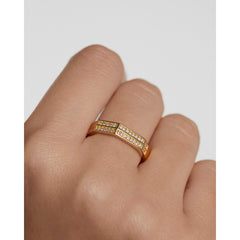 P D Paola The New Essentials 925 Sterling Silver Ring AN01-A06-16with18 Carat Gold Plating