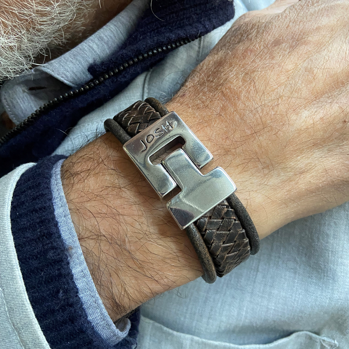Josh Brown Leather Bracelet 25041SL/BRWN/MED