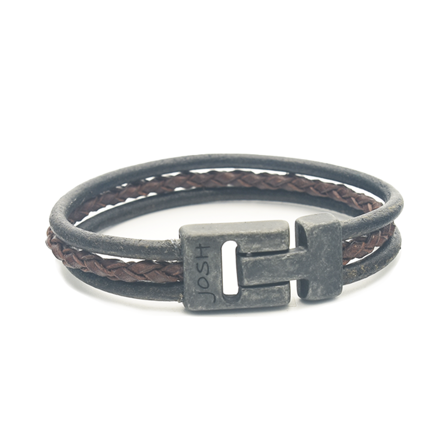 Josh Brown Leather Bracelet 25045VB/BRWN/MED