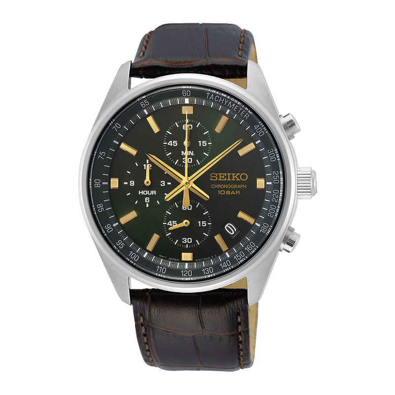 Seiko Chronograph Hommes Montre Marron SSB385P1-zoom-