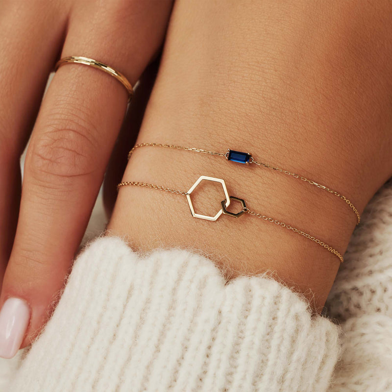 Isabel Bernard Belleville Bracelet double Belleville Elena en or 14 carats (longueur : 16,00-18,00 cm) IB320023-zoom-