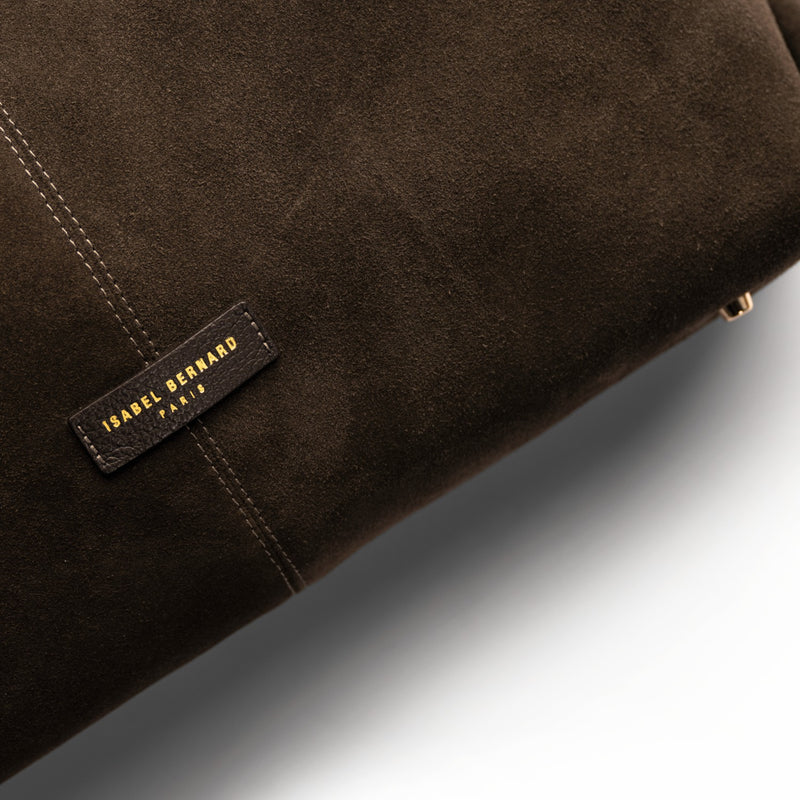 Isabel Bernard Honoré Grace sac bandoulière en suède marron foncé IB25093-131-zoom-