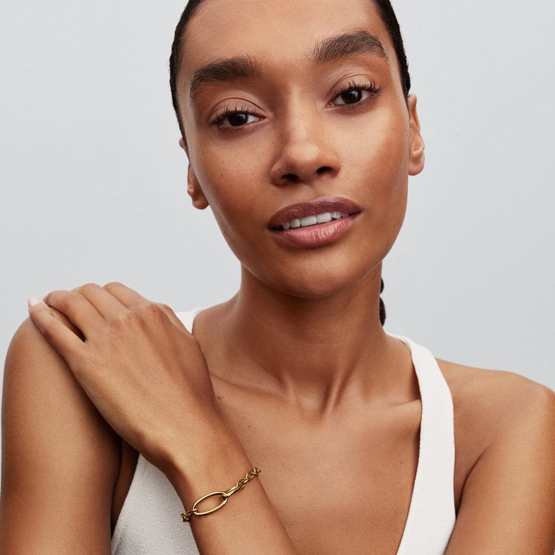 Pandora ME Bracelet Chaîne Openable Oval Plaqué Or 564678C00-zoom-