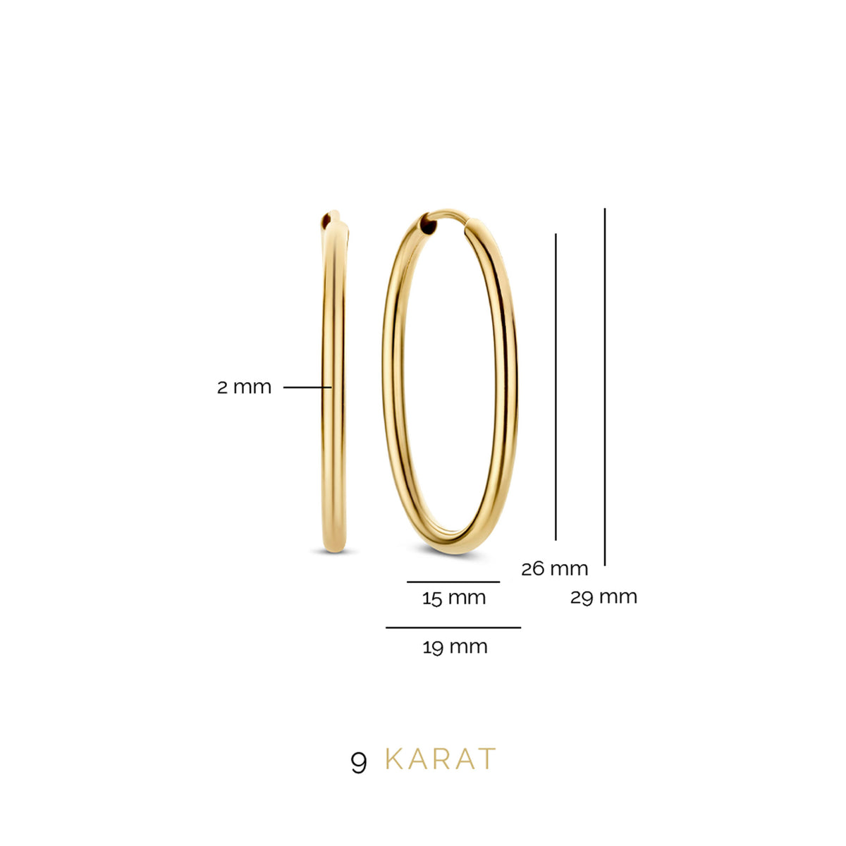 Beloro Jewels La Rinascente Evelina 9 carat gold Hoop Earrings BO360054