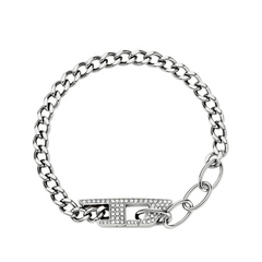 Diesel D Logo Silver and Gold Stainless Steel Bracelet DX1627040