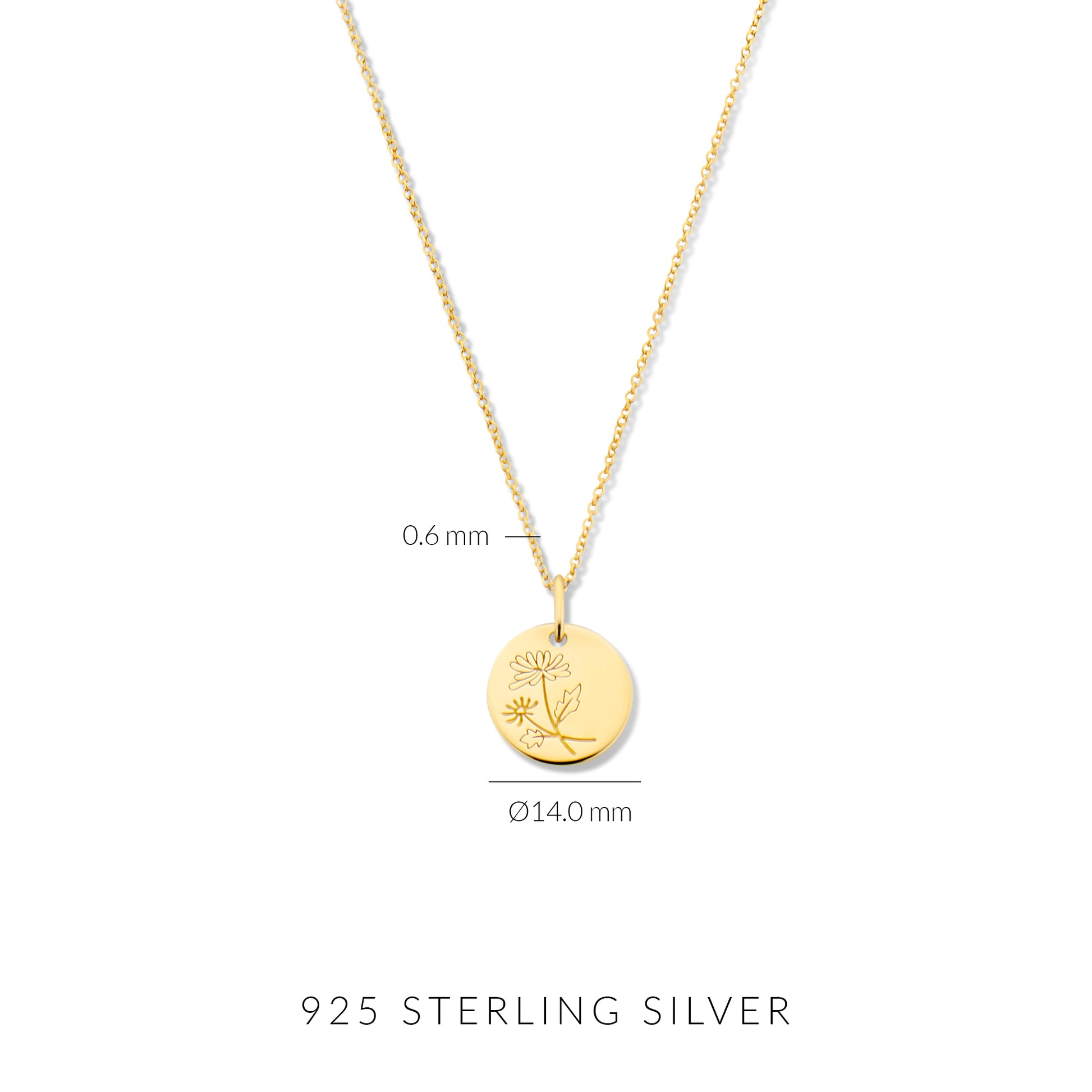 Violet Hamden Venus 925 Sterling Silver Gold-coloured Necklace with Birthflower VH340025-JUN