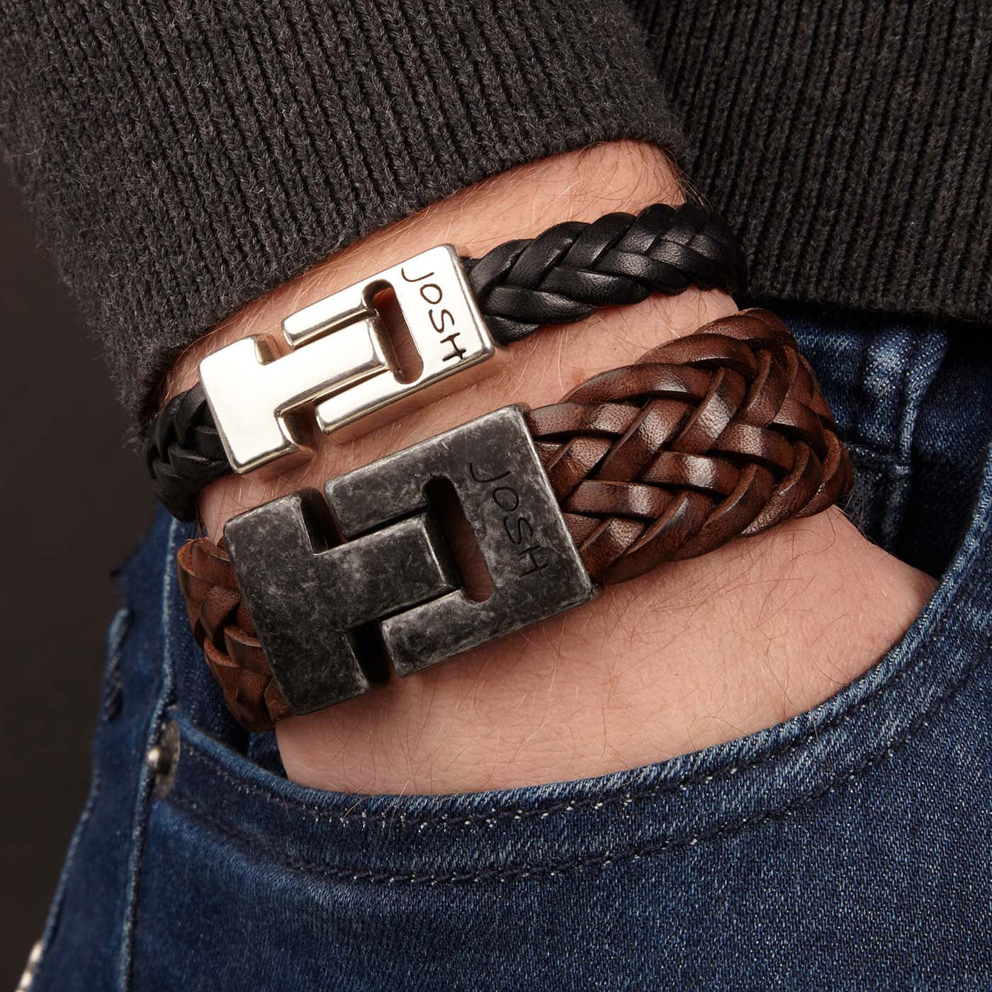 Josh Black Armband 24456-BRA-BLACK-M (Lengte: 20.50 cm)