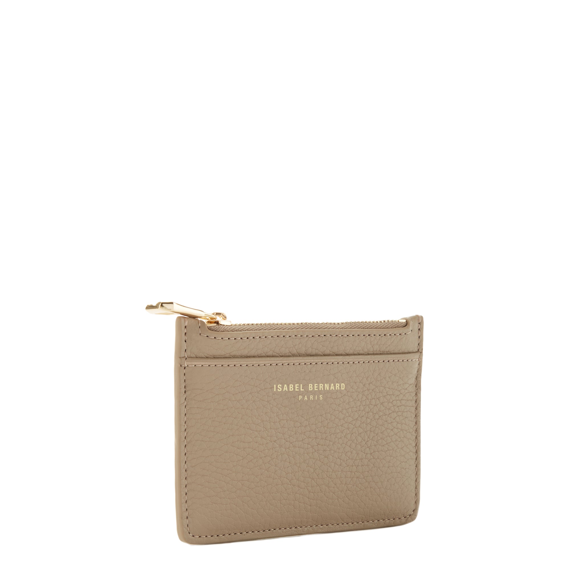 Isabel Bernard Honoré Aveline Taupe Leather Card Holder made of Calfskin IB27017