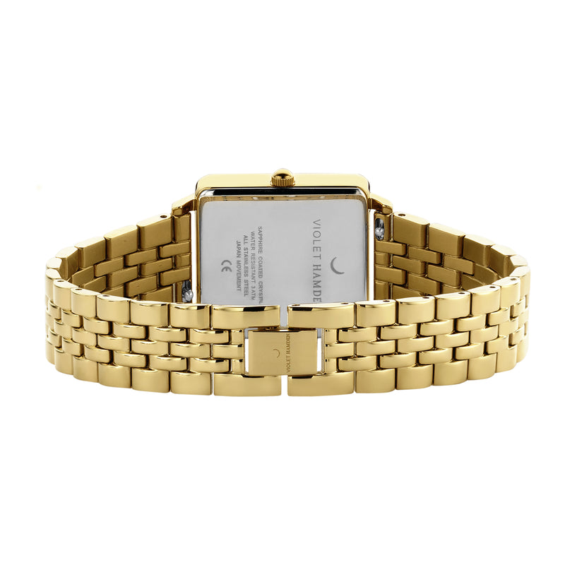 Violet Hamden Dawn Montre Carrée Femme Dorée et Verte VH09004-zoom-