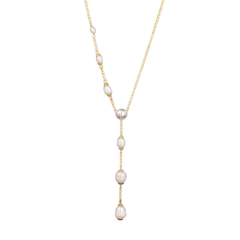 Elli 925 Sterling Silver Y Chain Pearl Necklace Gold plated 2004-BF-0008264-001-zoom-