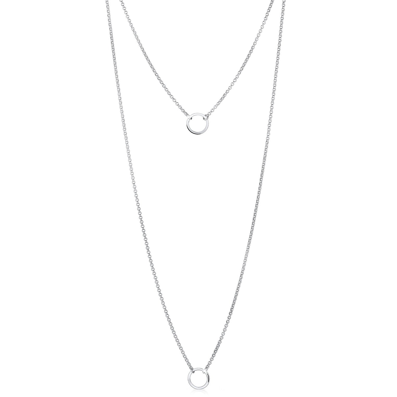 Elli 925 Sterling Silver Layered Link Chain Necklace 2004-BF-0007985-001