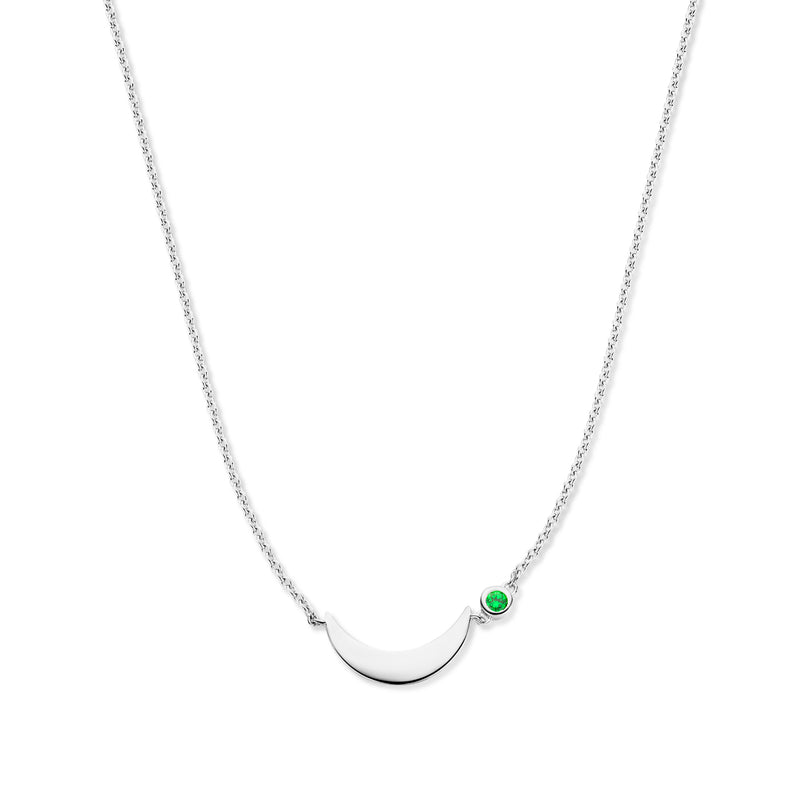 Violet Hamden Luna Collier en Argent 925 Sterling avec Lune et Pierre de Zircon Vert VH340037-zoom-