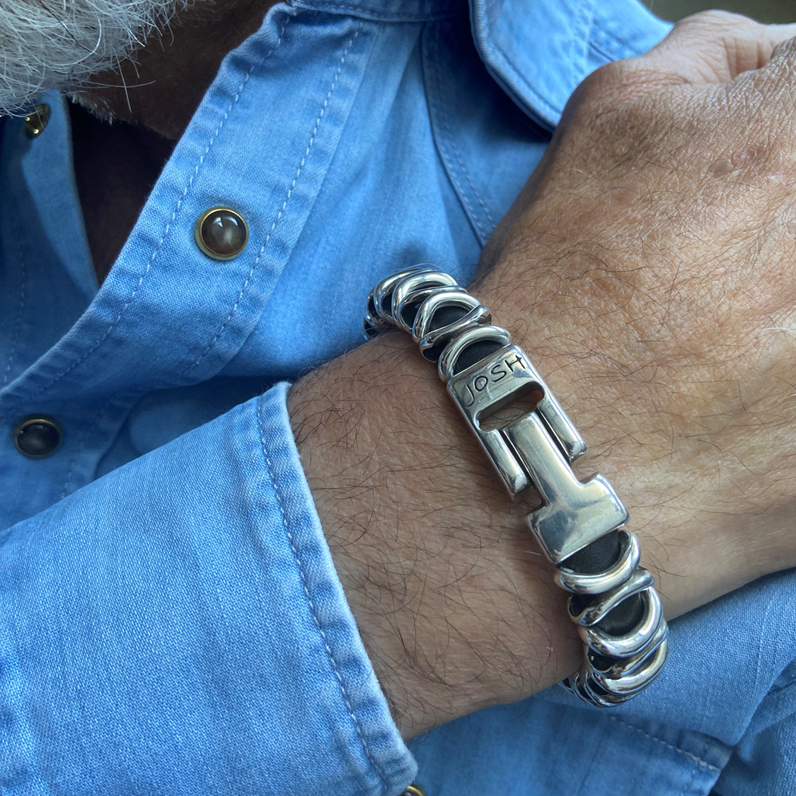Josh Silver Alloy Bracelet 03560SL/NCLR/LRG