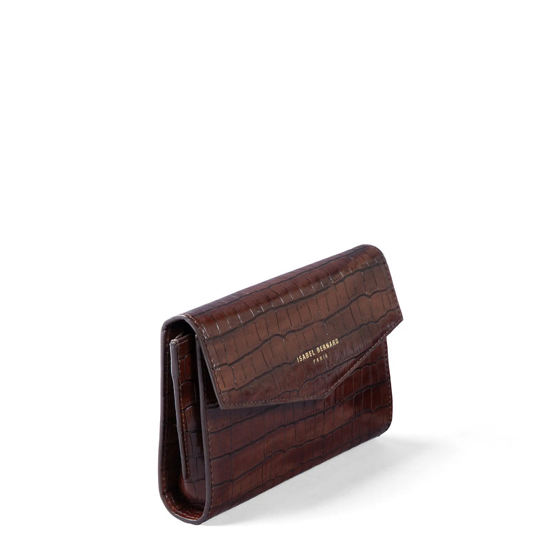 Isabel Bernard Honoré Lina Pochette Croco Marron Avec Chaîne D’Épaule Amovible IB21135-230-zoom-