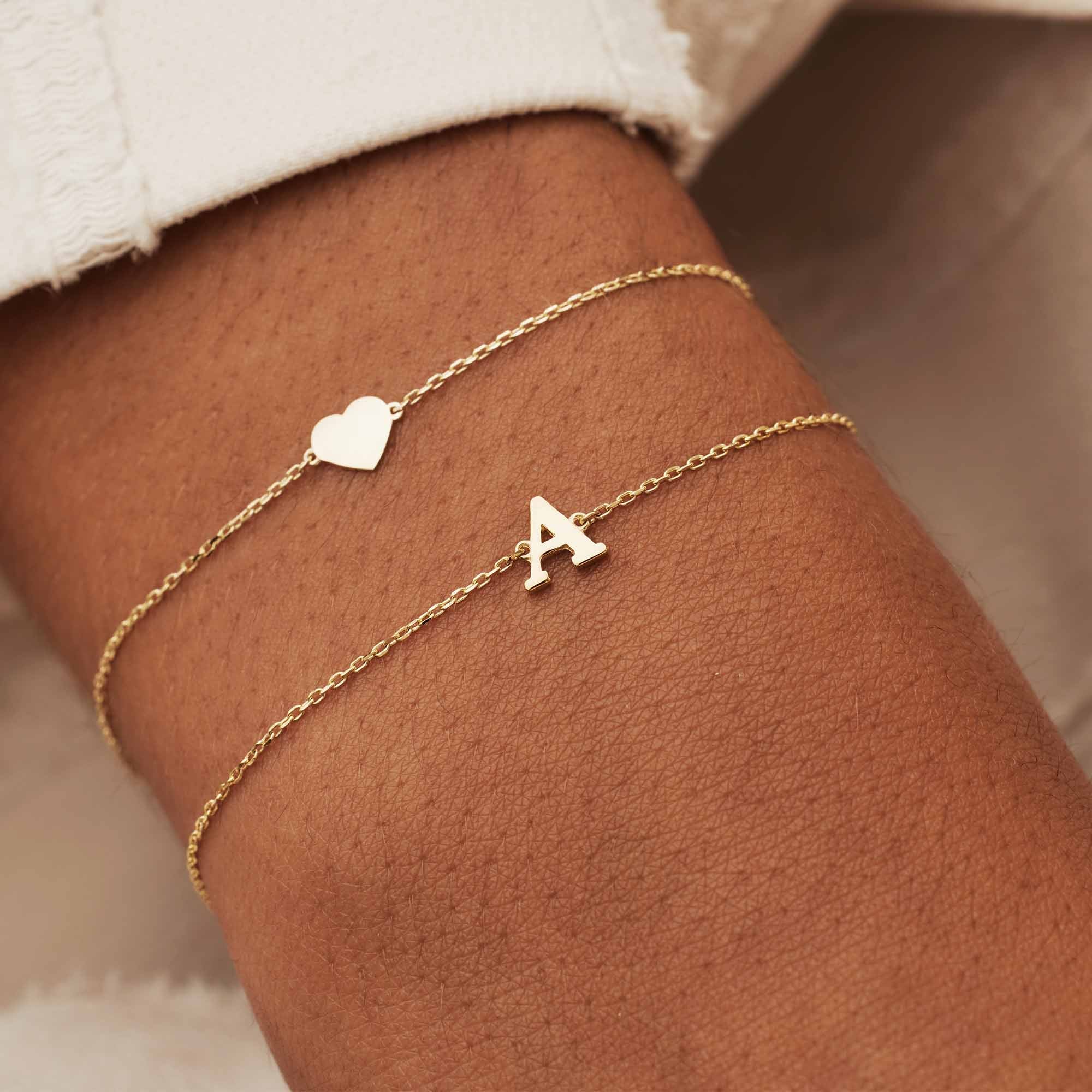 Isabel Bernard Le Marais Rachel 14 Carat Golden Initial Bracelet IB320101-A (Letter A)