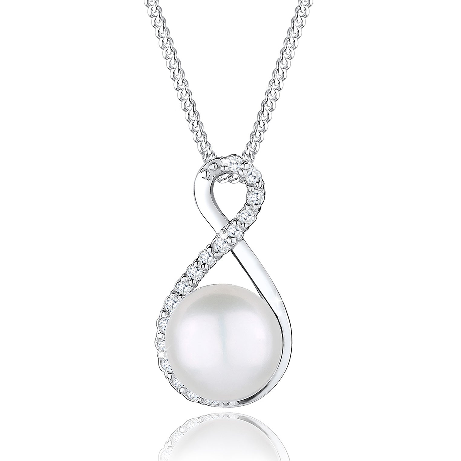 Elli 925 Sterling Silver Pearl Necklace with Pearl 2004-BF-0008001-001