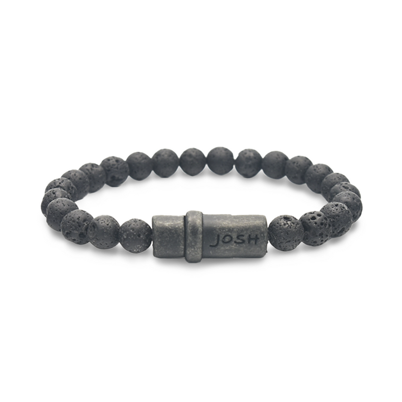 Josh Black Natural Stone Bracelet 09285VB/LAVA/MED-zoom-