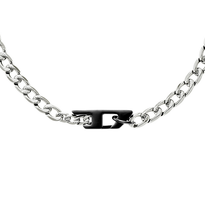 Diesel D Logo Silver and Gold Stainless Steel Necklace DX1636931-zoom-