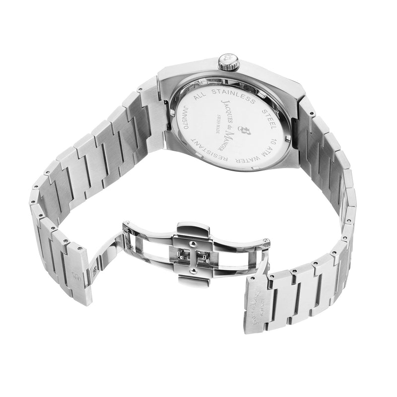 Jacques du Manoir Horizon Gents Multifunction Montre Homme en Acier Argenté JWN05703-zoom-