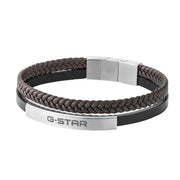 G-Star Tether02P Bracelet en cuir argenté et noir GSJ.109.02