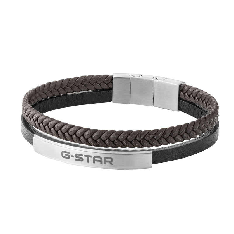 G-Star Tether02P Bracelet en cuir argenté et noir GSJ.109.02-zoom-