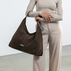 Isabel Bernard Honoré Grace dark brown suede shoulder bag IB25093-131