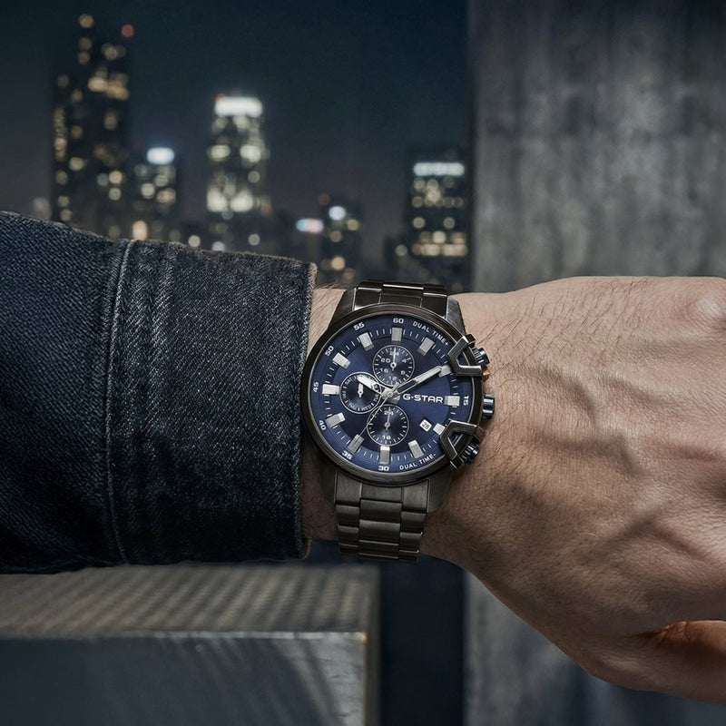 G-STAR Bend3D Montre Homme Noire avec Cadran Bleu GSW.505.05-zoom-