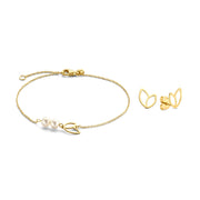 Isabel Bernard Cadeau d'Isabel Coffret cadeau bracelet et puces d'oreilles en or 14 carats avec perles d'eau douce IB90185