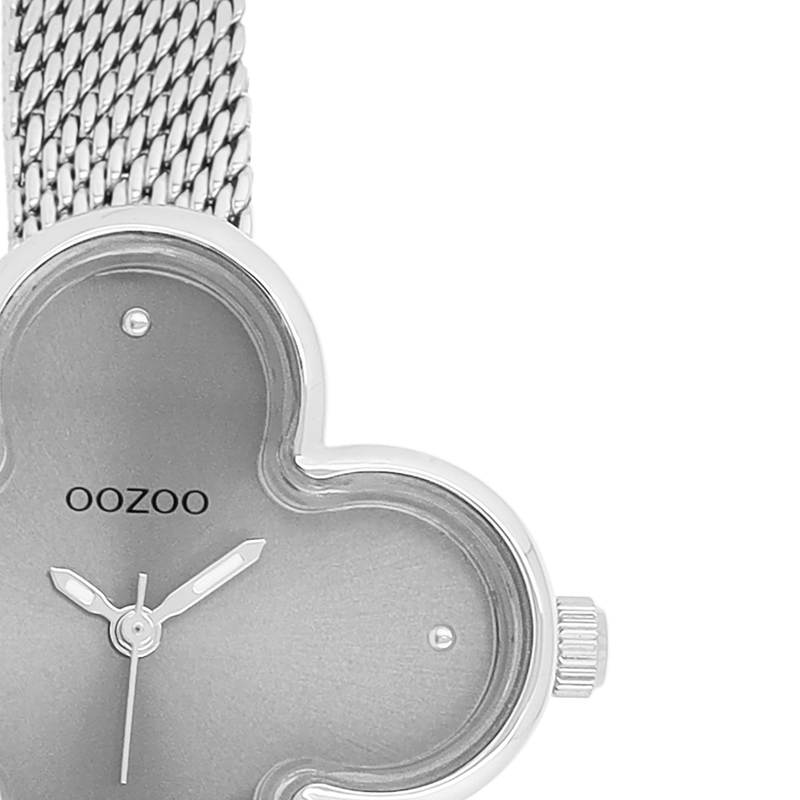 OOZOO Timepieces Montre Femme Trèfle Argenté et Gris C11526-zoom-