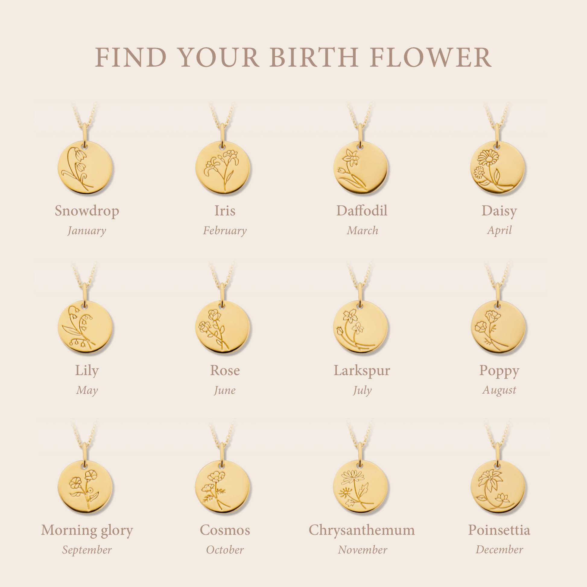 Violet Hamden Venus 925 Sterling Silver Gold-coloured Necklace with Birthflower VH340025-DEC