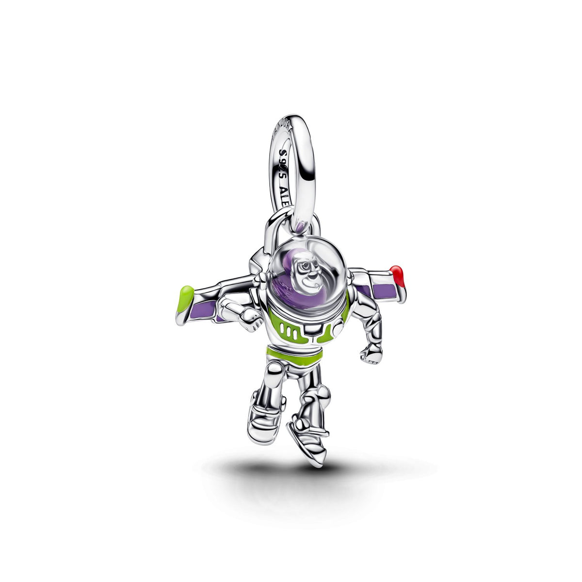 Pandora Disney 925 Sterling Silver Enamel and UV Resin Disney Pixar Buzz Lightyear Dangle Charm 794604C01