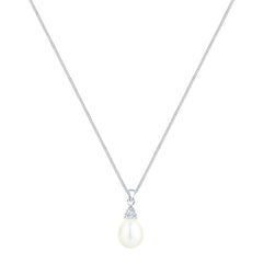 Elli 925 Sterling Silver Pearl Necklace with Diamond (0.04 ct) 2004-BF-0007560-001