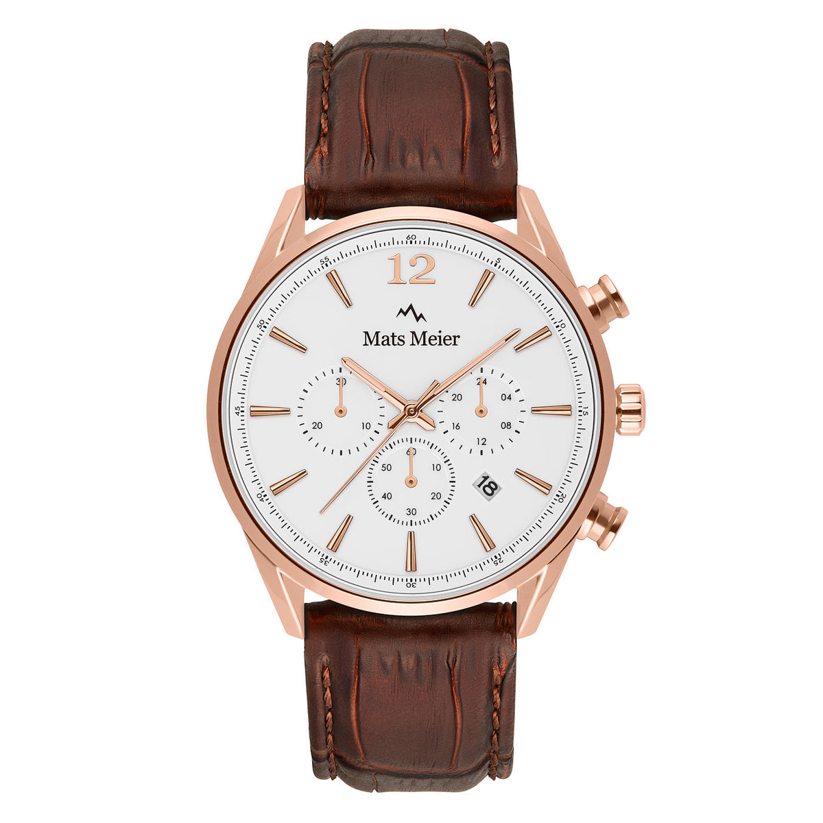 Mats Meier Grand Cornier Chrono White/Rosegold coloured/Brown Watch MM00107