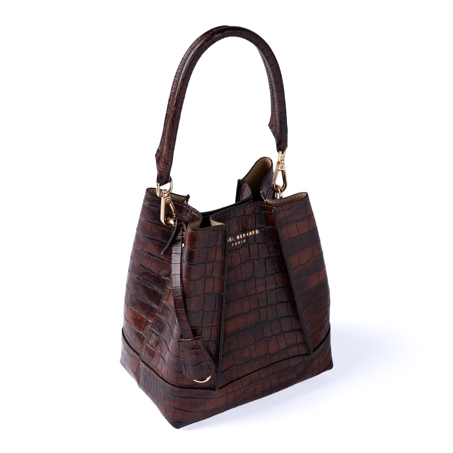 Isabel Bernard Femme Forte Minette Croco Brown Calfskin Leather Handbag IB21114-230