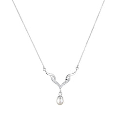 Elli 925 Sterling Silver Pearl Necklace with Zirconia 2004-BF-0007983-001