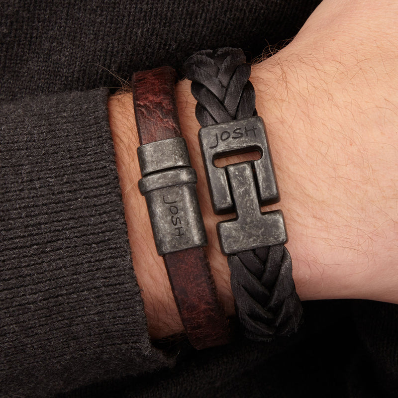 Josh Vintage Bracelet Noir 24832-BRA-VB/BLACK/L-zoom-