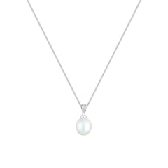 Elli 925 Sterling Silver Pearl Necklace with Diamond (0.04 ct) 2004-BF-0007551-001