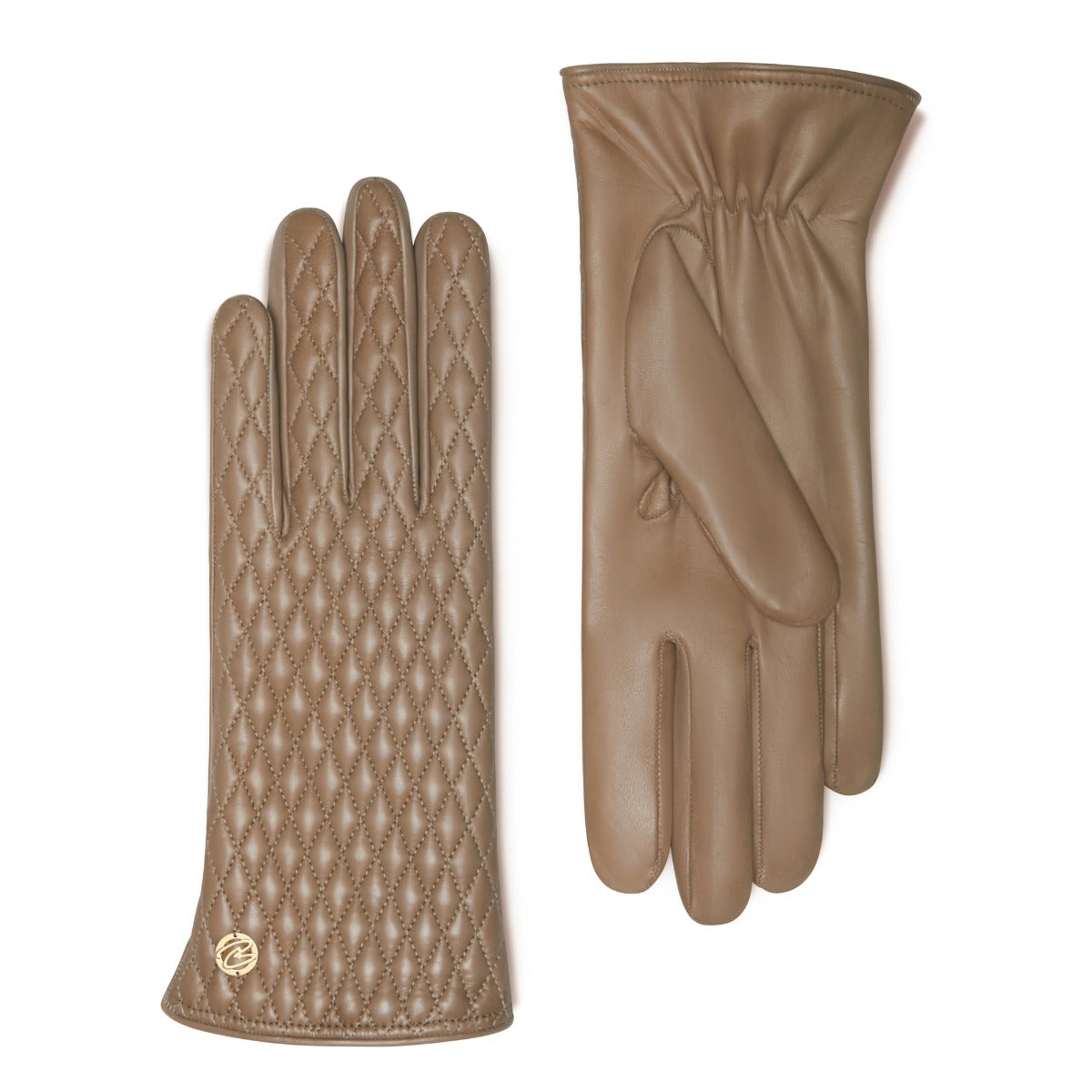 Isabel Bernard Honoré Rosette taupe goatskin leather gloves IB67002-378-7