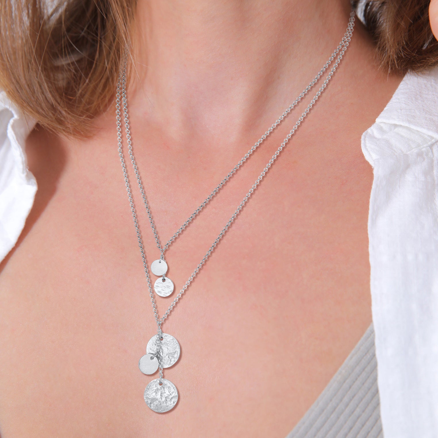 Elli 925 Sterling Silver Layered Necklace with Pendant 2004-BF-0007728-001