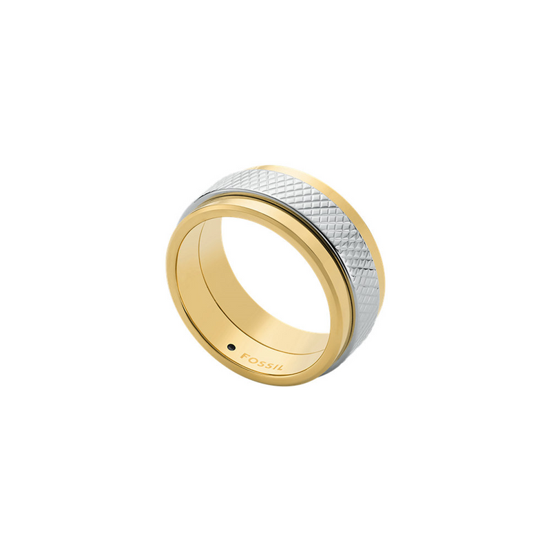 Fossil Knox Silver and Gold Stainless Steel Ring JF049179989-zoom-